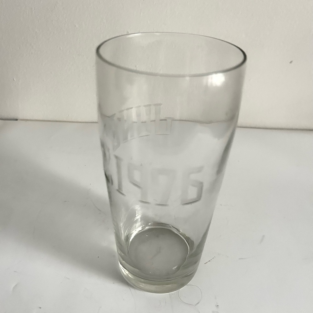 Vintage Etched Tall Glass Tumbler June 22, 1976 retro decor, birthday, special